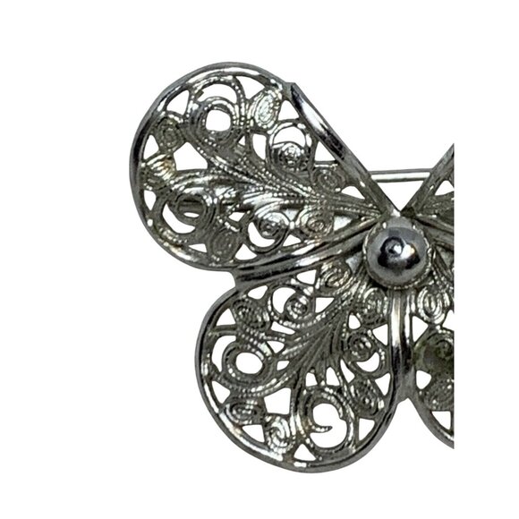 Vintage Emmons Silver Tone Filigree Butterfly Pin Signed (5574) - Picture 2 of 9